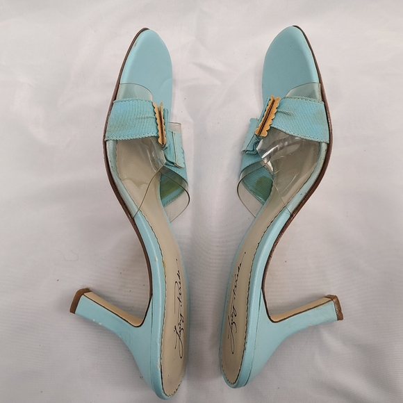 Lucy Pereda Blue Leather Heels with bow - Picture 3 of 7